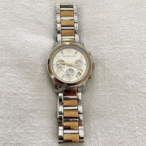 Michael Kors oversized gold and stainless steel chronograph watch